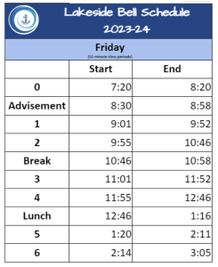 fri schedule